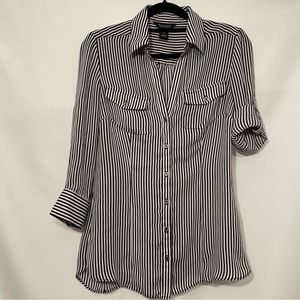 WHBM Black & White Stripe blouse